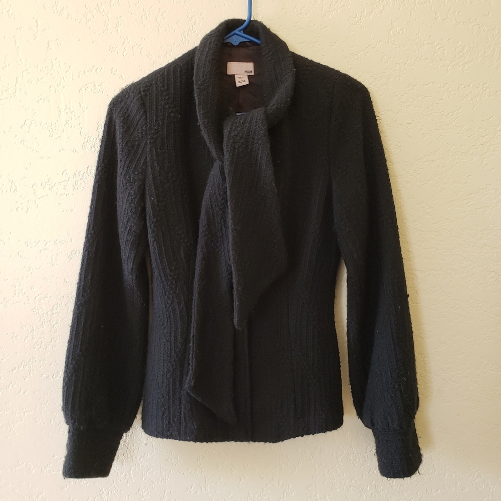 Vintage scarf-tie, wool blend, fitted jacket